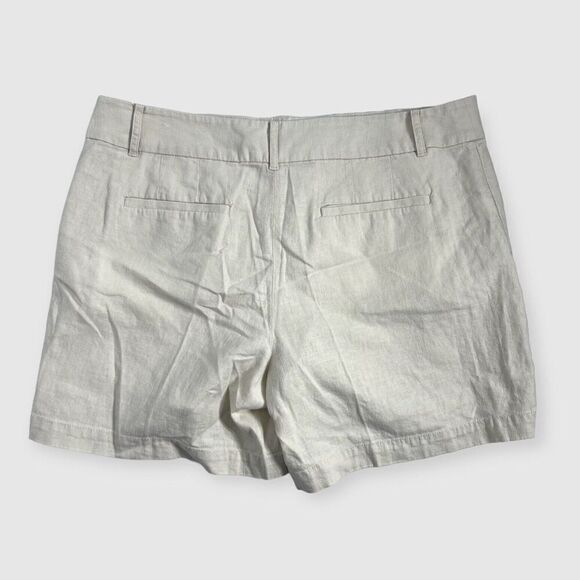 Loft Linen Blend Shorts 12 Cream Chino Neutral Casual Everyday Summer Outfit - Picture 3 of 9